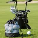 2 Pcs Golf Balls Storage Bag,Nylon Net Golf Ball Bag with Drawstring for Storing Golfs Balls Outdoor Carrying,Black