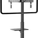 Universal Floor TV Stand, TV Floor Mount Stand with Power Outlet & Removable Shelf for 32-75 inch TV up to 110 lbs, Swivel and Height Adjustable Tall TV Stand for Bedroom(TCP01-2-M-A01)
