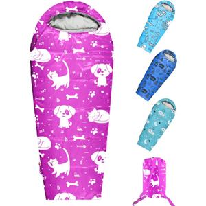 KidzAdventure Mummy Style 32  59F Kids Sleeping Bag with Pillow Sleeve, 4 Season, Lightweight and Backpacking Style, Ideal for Camping, Sleepover, Boys, Girls, Youth and Toddlers