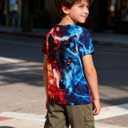 Funnycokid Boys Girls Shirts Graphic T-Shirt Neon Clothes Kids Novelty Youth Short Sleeve Animal Print Tees 4-16 Years (Wolf Blue Orange)