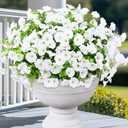 Yastouay Artificial Flowers for Outdoors, 26 Bundles Fake Outdoor Flowers, UV Resistant Artificial Plants & Flowers for Decoration, White Realistic Morning Glory for Outdoor Porch Garden Decoration