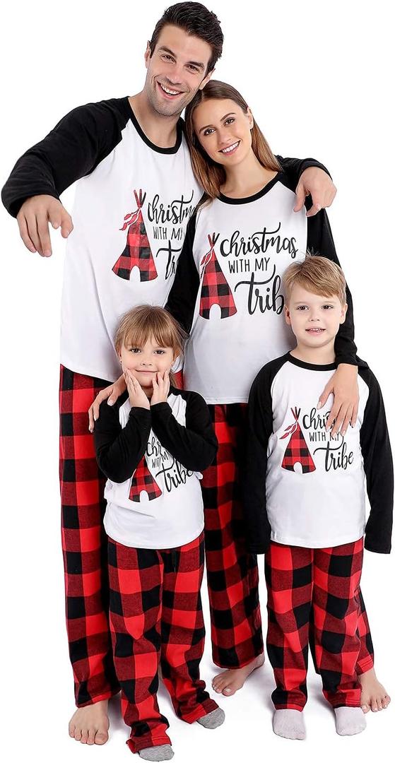 ANGELGGH Matching Christmas Pajamas for Family, Cute Vacation PJs Sets for Couples/Women/Men, Xmas 2 Piece Jammies Sleepwear