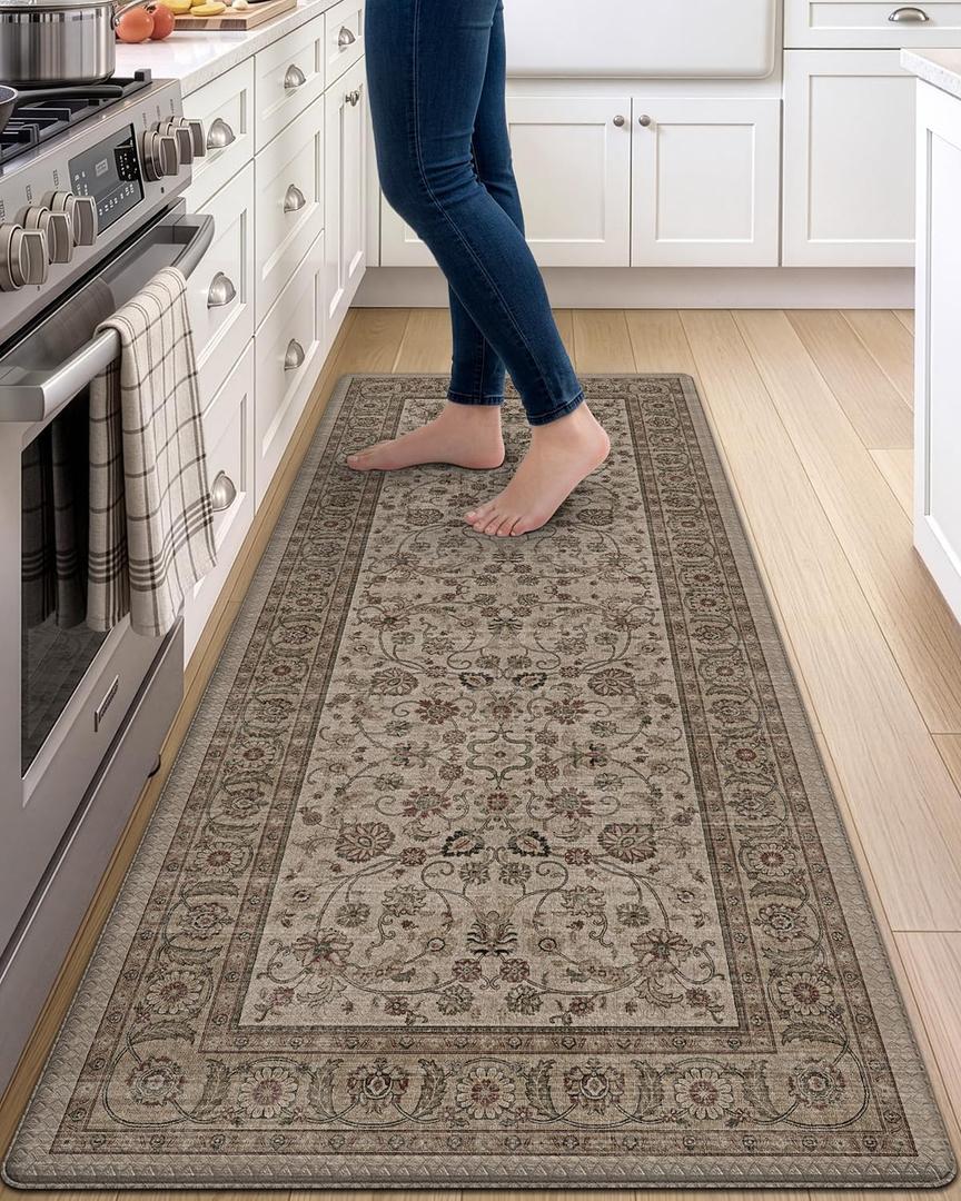 DEXI Kitchen Floor Mats Cushioned Anti Fatigue Runner 23x59 Brown Floral