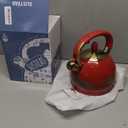 SUSTEAS Stove Top Whistling Tea Kettle - Food Grade Stainless Steel Teakettle Teapot with Cool Touch Ergonomic Handle, With 1 Silicone Pinch Mitt Included, 2.64 Quart(RED)