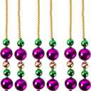 JOYIN 3 Pcs Mardi Gras Jumbo Bead Necklaces, 44'' Gold Green Purple Necklaces Beads for Mardi Gras Parade Decorations Party Favors Supplies, Costume Outfit Accessories