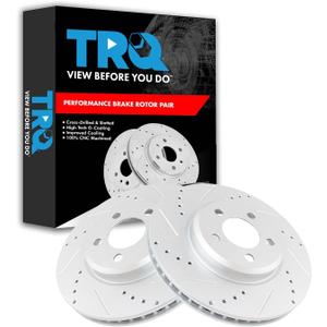 TRQ Front Performance Brake Rotors Set Premium G-Coated Cross Drilled & Slotted Compatible with 2005-2021 Chrysler 300 2009-2022 Dodge Challenger 2006-2022 Charger 2005-2008 Magnum