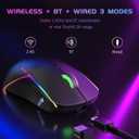 FFJ Wireless Gaming Mouse, 24000 DPI, Tri-Mode 2.4G/USB-C/Bluetooth 5.3 Gaming Mouse Wireless, RGB Programmable Mouse Gamer, 75Hrs Battery Life, Rechargeable Gaming Mice for PC, Mac, Black