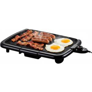 OVENTE Electric Griddle with 16 x 10 Inch Flat Non-Stick Cooking Surface, Removable and Adjustable Temperature Control, Indoor Grill for Instant Breakfast, Pancakes, Eggs or Burgers, Black GD1610B