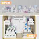 Under Sink Organizer 2 Pack, Metal Large Capacity 2-Tier Sliding Cabinet Storage Rack, Heavy-Duty Rust-Resistant Steel Frame, Holds 50 lbs Each, Adjustable Height 1216", 14"D x 11"W for Home, White