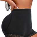 Butt Lifter Hip Enhancer Pads Underwear Shapewear Lace Padded Control Panties Shaper Booty Fake Pad Briefs Boyshorts (Black, M)