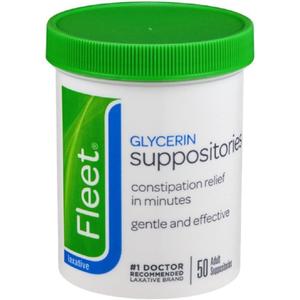 Fleet Laxative Glycerin Suppositories for Adult Constipation, 50 Count, 12 Pack