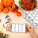 Dunzoom 48 Pcs Thanksgiving Turkey Craft Kits with 12 Watercolor Pens Color Your Own Paper DIY Crafts Thankful Turkey Decoration for Thanksgiving Fall Home Classroom School Party Supplies