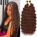 Eerya Long Curly Braiding Hair 18 Inch 2 Packs Deep Ocean Wave Crochet Hair for Black Women Deep Wave Braiding Hair for Boho Braids18 inch, #33