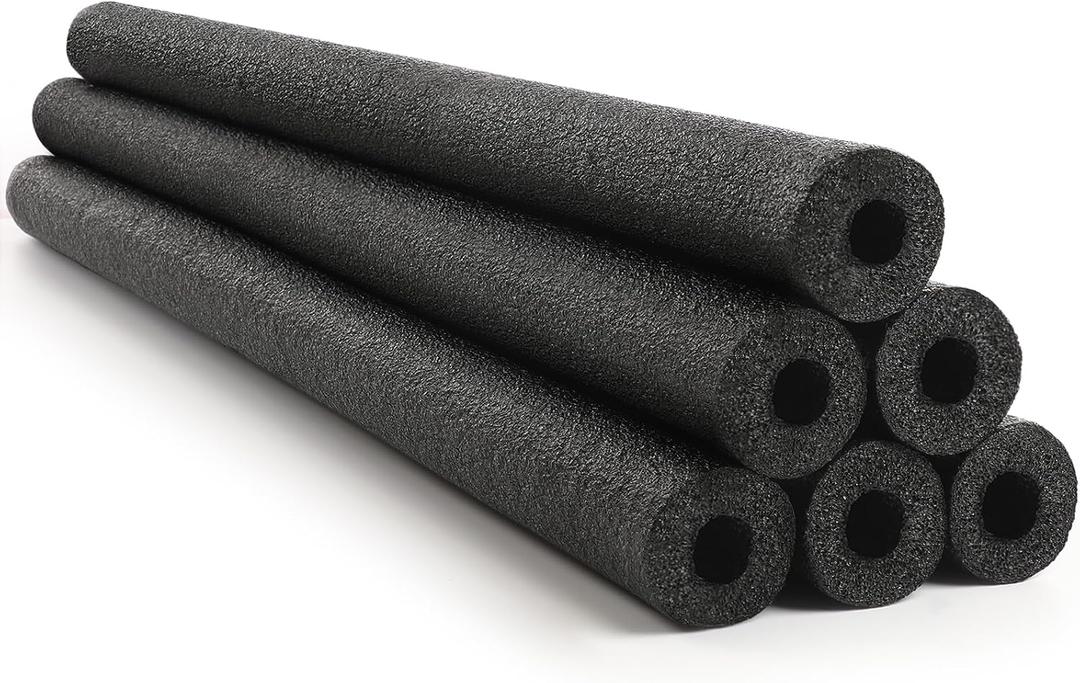 Hollowfly 6 Pack Jumbo Pool Noodles Swimming Floating Foam Tube Extra Large Hollow Bright Swimming Pool Noodles Bulk Heavy Duty for Adults(Black,50 x 4.5 Inch)