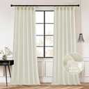StangH Linen Pinch Pleated Curtains for Living Room, Semi Sheer Privacy Drapes with Hooks 90 inch Length Back Tab Light Airy Farmhouse Panels for Nursery Sliding Door, Ivory, W40 x L90, 2 Panels