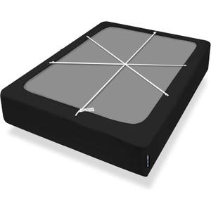 Bedecor 4-9 Inches Box Spring Cover Queen Size Black with Stretchy Jersey Fabric Bed Frame Cover Wrap Around 4 Sides Elastic Bed Skirt Alternative Boxspring Cover Queen/Queen XL