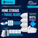 | 20 Vacuum Storage Bags for Travel with USB Electric Pump, 15 Space Saver Bags + 5 Roll-Up Compression Bags, Extra Thick 90 Micron Bags for Clothes, Suitcase, Carry-On Luggage, Closet & Moving