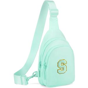Small Initial Sling Bag for Girls & Women - Cute Crossbody Fanny Pack Gift (Light Green)