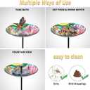 MUMTOP Glass Bird Baths for Outdoors-Outdoor Bird Bath Bowl - Butterfly and Flower Birdbaths Yard Stake, Bird Feeders for Outside, Garden, Patio, Lawn Decor
