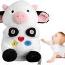 Interactive Cow Stuffed Animal Baby Toy, Singing Talking & Sliding Soft Sensory Educational Cow for Kids Ages 1-3, Sensory Tummy time Toy for Toddlers Easter Christmas Boy Girl Gift