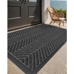 Color&Geometry Outdoor Door Mat for Front Home Entrance Outside Entry Entryway Patio Waterproof Heavy Duty Doormat Welcome Matt - 48"x72" Grey