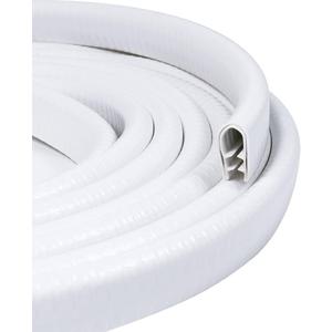 White Edge Trim 1/2" X 3/8" U-Channel Rubber Weatherstrip with Metal Fit Gap 3/64" to1/4 Car Door Edge Sealing Strip, PVC Weather Stripping Metal Edge Protector - 15Foot