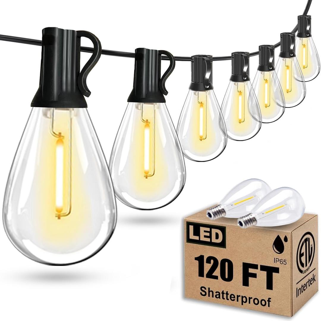 120FT Outdoor String Lights, Ultra Long Waterproof 30+2 Shatterproof Bulbs Led Outside Patio Lights for Porch Deck Garden Backyard Balcony Wedding Party Decor 120FT Outdoor String Lights, Ultra Long Waterproof 30+2 Shatterproof Bulbs Led Outside Patio Lights for Porch Deck Garden Backyard Balcony Wedding Party Decor