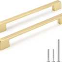 5 Pack 7-9/16 Inch Brushed Gold Cabinet Pulls Solid Zinc Alloy Gold Cabinet Handles - Brushed Brass Dresser Drawer Pulls for Kitchen Cabinet Hardware Zinc Alloy Handles