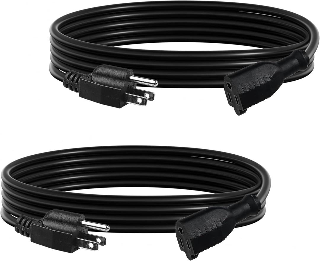 BN-LINK [2 Pack] 10ft Indoor Outdoor Extension Cord 16/3 SJTW, Black, 3-Prong, Weather Resistant & Flame Retardant, for Garden, Landscaping & Holiday Decorations
