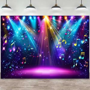 Disco Party Decorations Backdrop,Retro 70s 80s 90s Theme Dance Stage Photography Background Music Club Neon Glow Party Decorations Dance Backdrops for Birthday Prom Portrait Photo Props 7x5ft