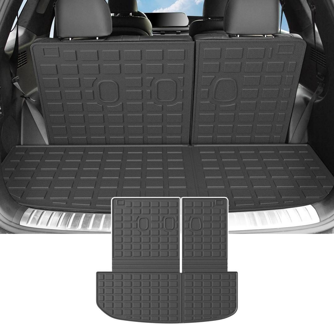 powoq Cargo Liner Compatible with 2020-2025 Hyundai Palisade Backrest Mat TPE Behind 3rd Row Replacement for 2020 2021 2022 2023 2024 2025 Hyundai Palisade Accessories (Trunk Mat with Backrest Mat)