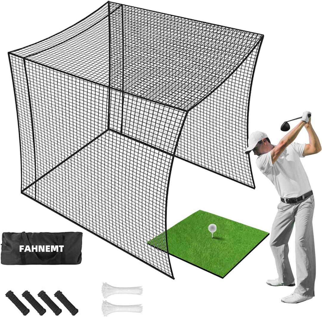 10x10x10 Golf Cage Net, Baseball Batting Cage Net Only Golf Cage Hitting Net for Backyard Driving Baseball Batting Cages for Backyard