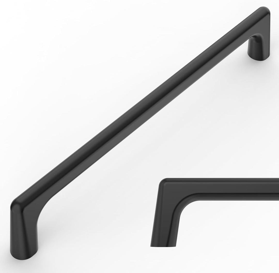 Amerdeco 10 Pack Matte Black Cabinet Pulls 6.3 Inch(160MM) Hole Centers Kitchen Cabinet Handles Hardware Kitchen Handles for Cabinets Cupboard Handles Drawer Pulls ZH0041