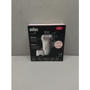 Braun Epilator Silk-pil 7, Hair Removal Device, Women Shaver & Trimmer, Wet and Dry, Wide Head, Includes Shaver Head and Trimmer Comb, SE7-041, Silver