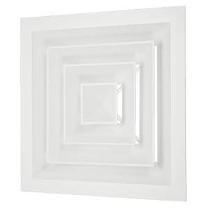 PATIKIL 9" x 9" Square Ceiling Diffuser, Aluminum Square Vent Cover HVAC Ceiling Diffuser for HVAC System Horizontal Flow Duct Industrial Home Office, White, 12" x 12" Ducting Opening Size