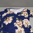 MUSIDORA Solid Color & Floral Side Ruch Maternity Dress/Short Sleeve Bodycon Dress Baby Shower Daily Wear , size Large