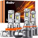 [2025 Upgrade] H 11 90 05 Light Bulbs Combo, [Latest & Brightest] 48000LM 600% Ultra-Bright Real 1:1 Mini Size, 6000K Cool White, Quick Install No Adapter Needed, Pack of 4