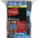 Hanes Men's Boxer Underwear, Moisture-Wicking, Plaids, 6-Pack, L