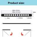 1U Hinged D-Series 12 Connectors Punch-Out Component Panel for 19 inches Sound, AV, Computer -Equipment Racks- Patch Panel Compatible with XLR, HDMI (1U12D)