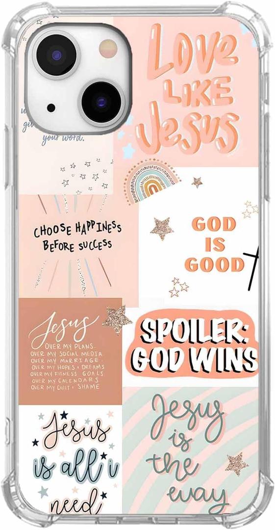 Boho Jesus Collage Case for iPhone 15,Christian Quote Bible Verse Pattern,Soft TPU Protective Cover Case Compatible with iPhone 15