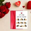 3 x Romantic Valentines Day Card for Cat Lover Him Her, Sweet Cat Valentines Day Card with Red Envelope and Sticker for Husband Wife Spouse, Let's Spend Our Lives Together (#047)