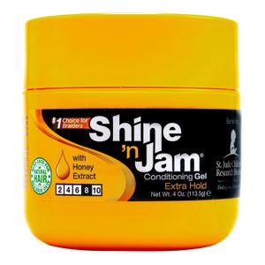 Ampro Shine-n-Jam Maximum Hold - Infused with Honey Extract to Strengthen Hair - Great for Taming Fringe, Ponytails, Soft Weaves, and Braids - Keeps Tresses Firm with Non-Greasy Shine - 4 oz