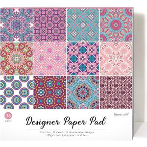 Mandala Pink12x12 Paper Pad Pack Scrapbook Cardstock Decorative Paper for Valentines Day Card Making Journaling Planner Origami Scrapbook Paper Scrapbooking Supplies