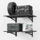 2 Pack 2x3ft Garage Wall Shelves, 24x72 inch Heavy Duty Garage Shelving Wall Mounted Garage Storage Rack, 700lbs Load Capacity Floating Metal Shelf, Black