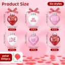 24pcs Valentines Day Ball Ornaments Set with Plastic Rose Petals 2.36 Inches Red Pink White Hanging Balls for Tree Wedding Home Anniversary Decor