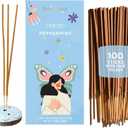 Folkulture Incense Sticks with Holder (100 Sticks)| Peppermint Incents Stick for Focus,Aromatherapy, Relaxation Gifts for Women | No Charcoal,Organic,Non Toxic, 45 Mins, Slow Burning Insence-Sticks