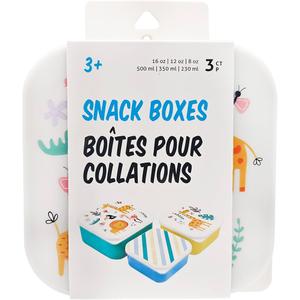 Safari Snack Boxes: 3 Count Pack with 3 Sizes, Snack Containers for School, Easy Open, Leak Proof Small Food Containers with Lids