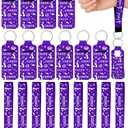 MotiMind 24 Pcs Cheer Gifts Bulk Cheerleader Team Gift Lip Balm and Holder Keychain Lanyard Set Cheer Party Favor Theme Portable Lipstick Holder and Lanyard for Valentines Team Sports Supplies(Purple)
