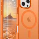 SUPFINE Magnetic for iPhone 16 Pro Max Case with Screen Protector (Compatible with MagSafe) (Military Grade Drop Protection) Translucent Matte Shockproof Phone Cover,Starry Orange