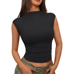 Trendy Queen Women's Going Out Basic Tank Tops Mock Neck Spring Clothes Sleeveless Cute Shirts Summer Y2K Sexy Outfits 2025,Black, S Trendy Queen Women's Going Out Basic Tank Tops Mock Neck Spring Clothes Sleeveless Cute Shirts Summer Y2K Sexy Outfits 2025,Black, S